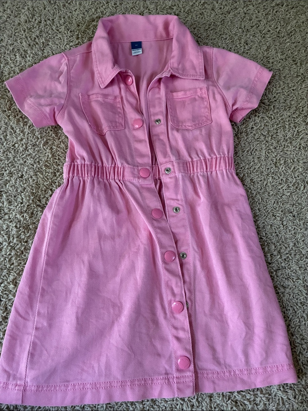 Old Navy Pink Short-Sleeve Button-Front Dress